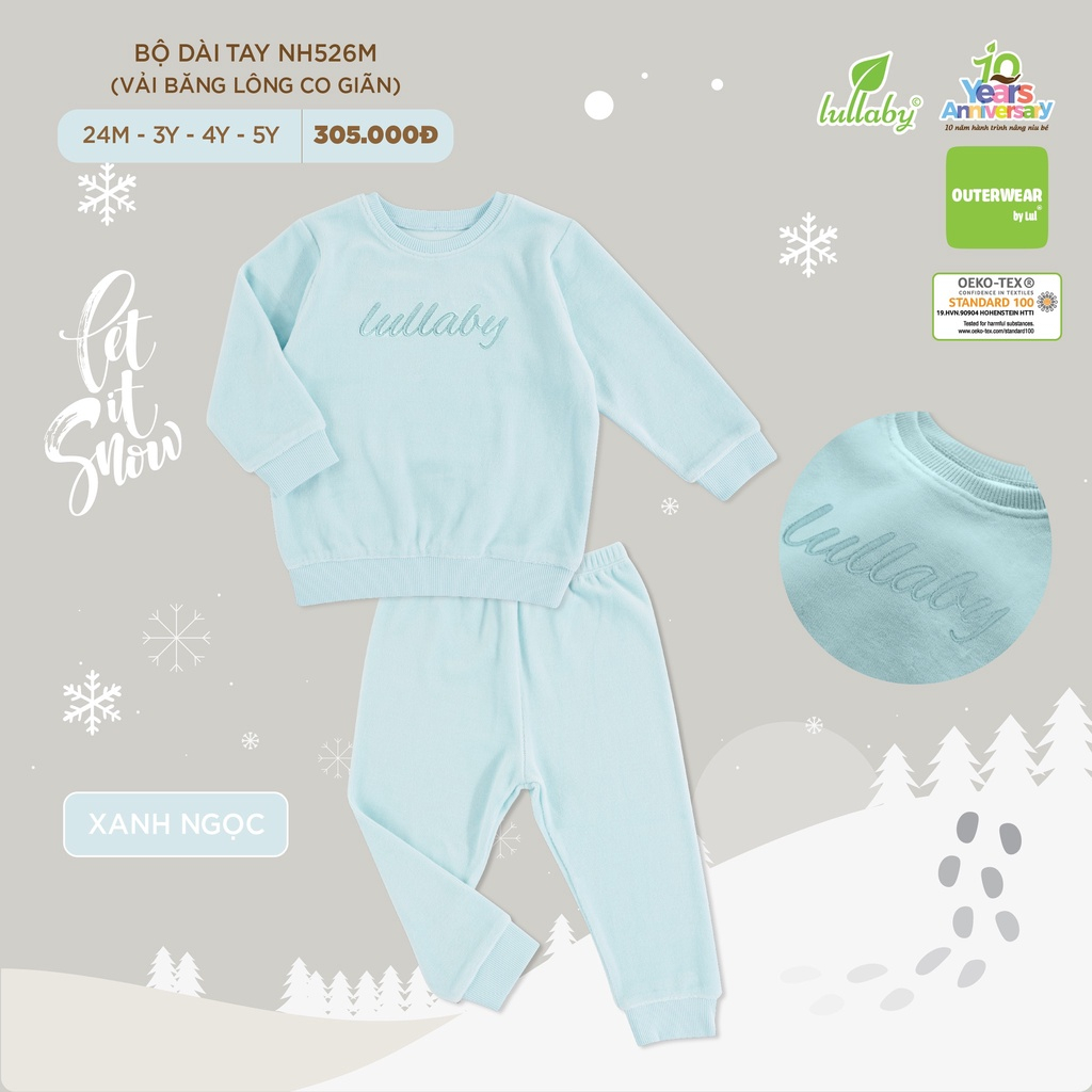 Bộ dài tay dày ấm vải băng lông  Lullaby NH526M