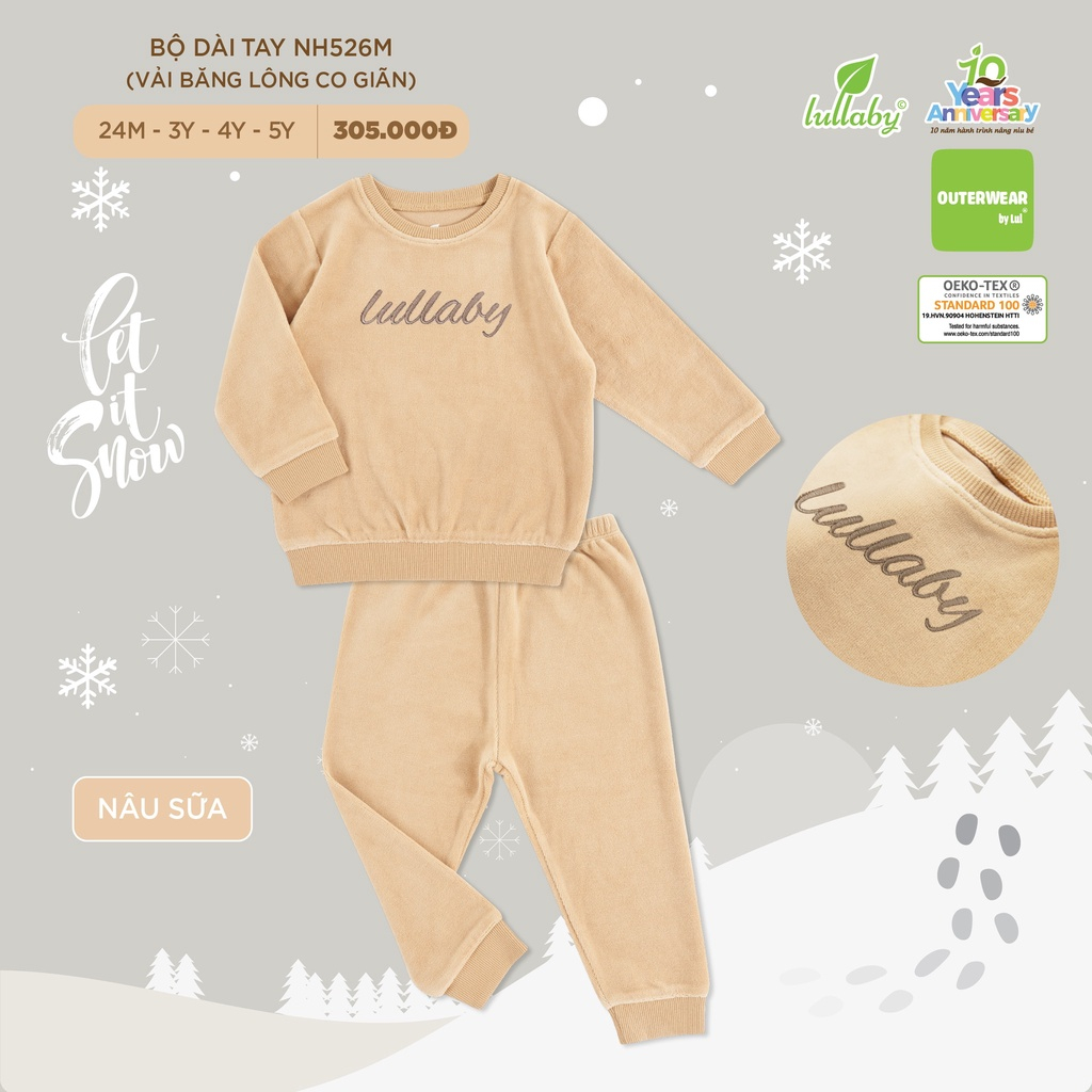 Bộ dài tay dày ấm vải băng lông  Lullaby NH526M