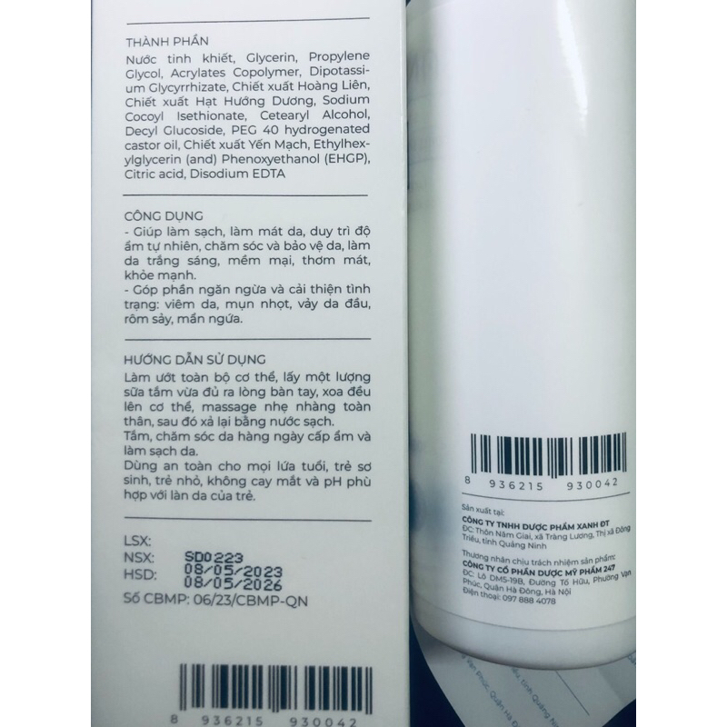 Sữa tắm Sandor Mẫu mới  - Tắm hàng ngày giúp cấp ẩm, làm sạch và làm dịu da toàn thân 300ml