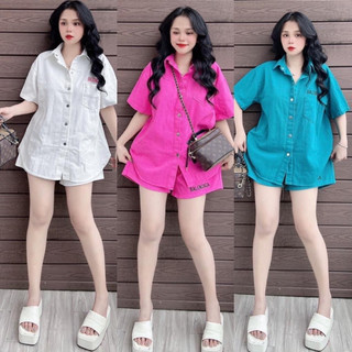 Bộ set kaki nữ thời trang kèm quần đùi lưng thun cao cấp- ms 124