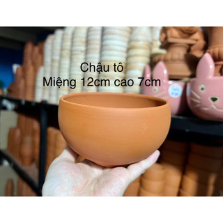 Chậu tô đất nung 12x7cm - chậu đất nung 12cm dáng tô tròn