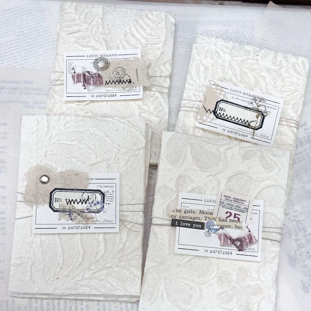 Saunery - Set 7 tờ giấy dập nổi size A5 decor Journal