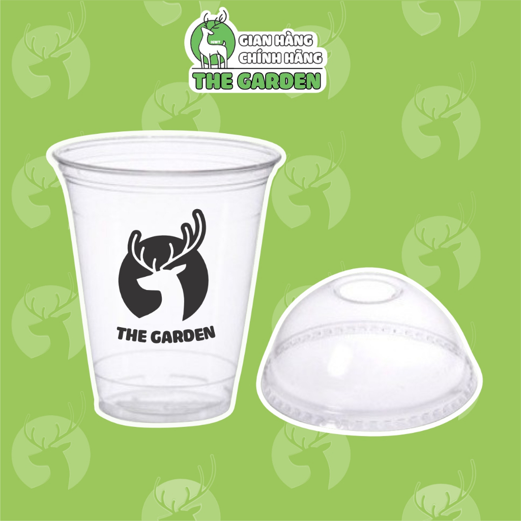 Combo cốc nhựa và Nắp cầu đựng trà sữa 400ml The Garden