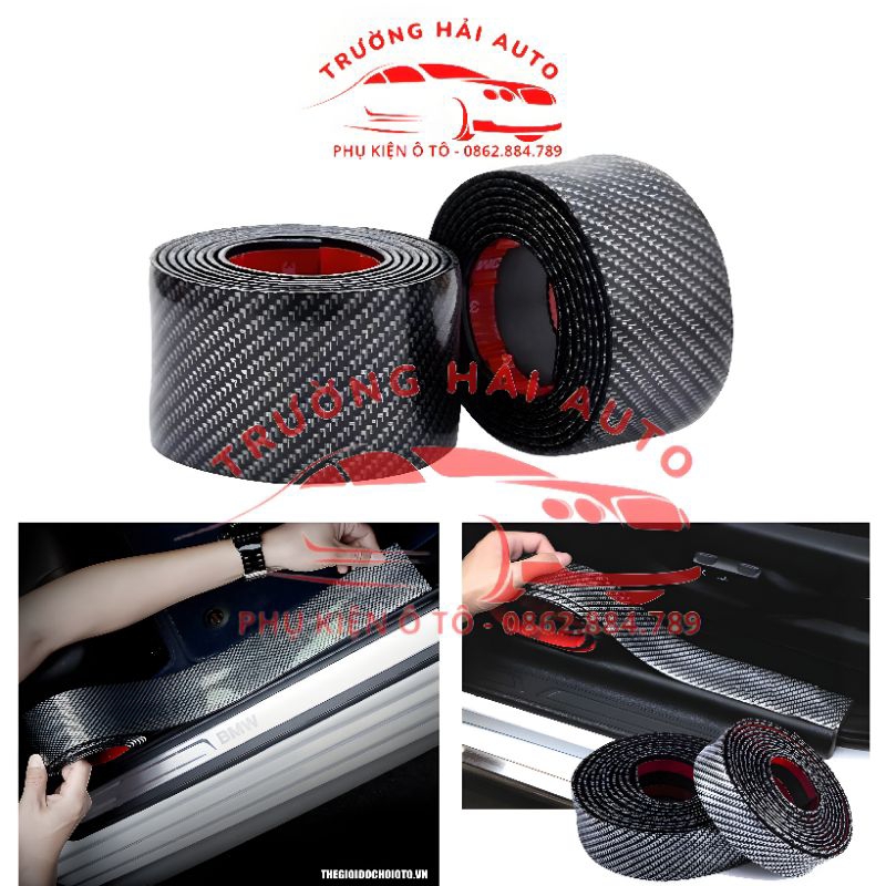 Nẹp Chống Xước Bậc Cửa Ô Tô, Xe Hơi -  Nẹp Cacbon Cao Cấp - Bản Rộng 5cm và 7cm