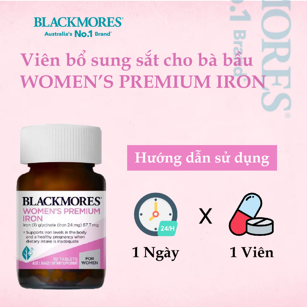 Viên uống bổ sung sắt cho bà bầu Pregnancy Iron Blackmores Úc 30 viên