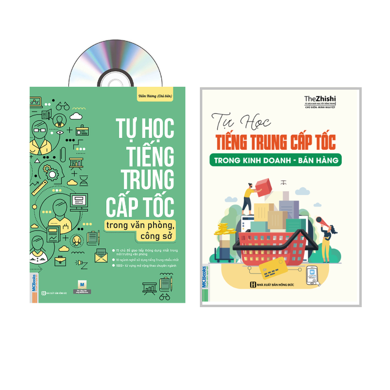 Sách-Combo: Tự học tiếng Trung cấp tốc trong văn phòng công sở+Tự học tiếng Trung cấp tốc trong kinh doanh bán hàng +DVD