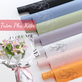 Giấy gói hoa chữ LOVE, Giấy Hoa Cúc 2 mặt Gói Hoa Hàn Quốc [Tập 20 tờ]