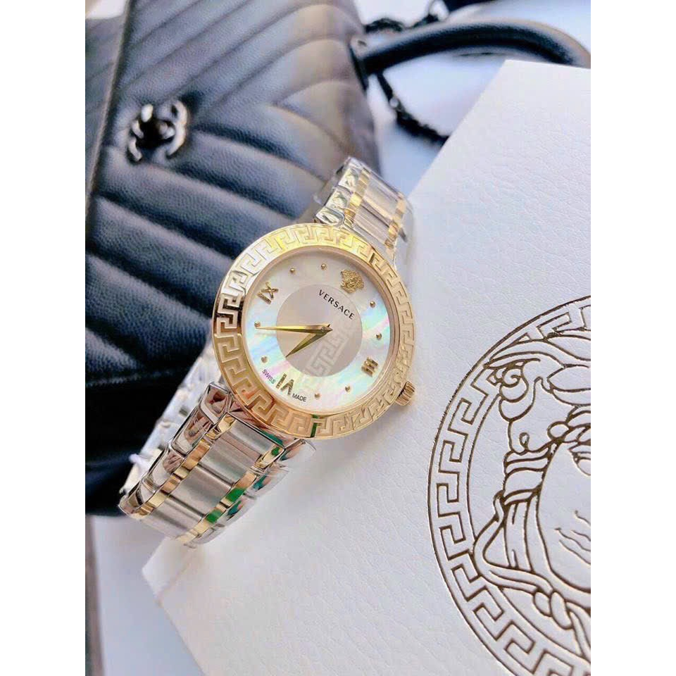 ĐỒNG HỒ Nữ VERSACE DAPHINS STEEL WHITE- Dây Demi- 35mm- máy swiss- chống nước - BẢO HÀNH 24 THÁNGG