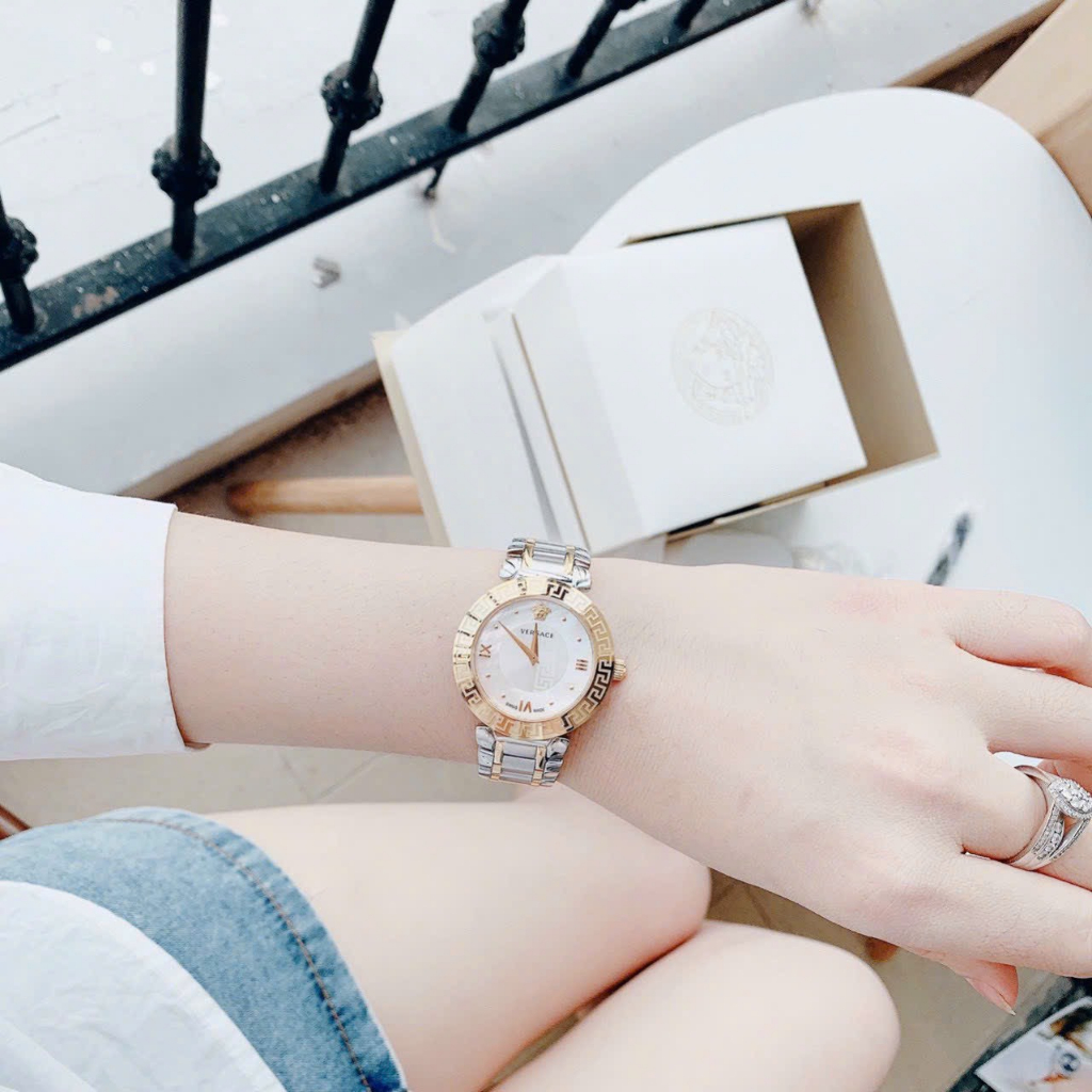 ĐỒNG HỒ Nữ VERSACE DAPHINS STEEL WHITE- Dây Demi- 35mm- máy swiss- chống nước - BẢO HÀNH 24 THÁNGG