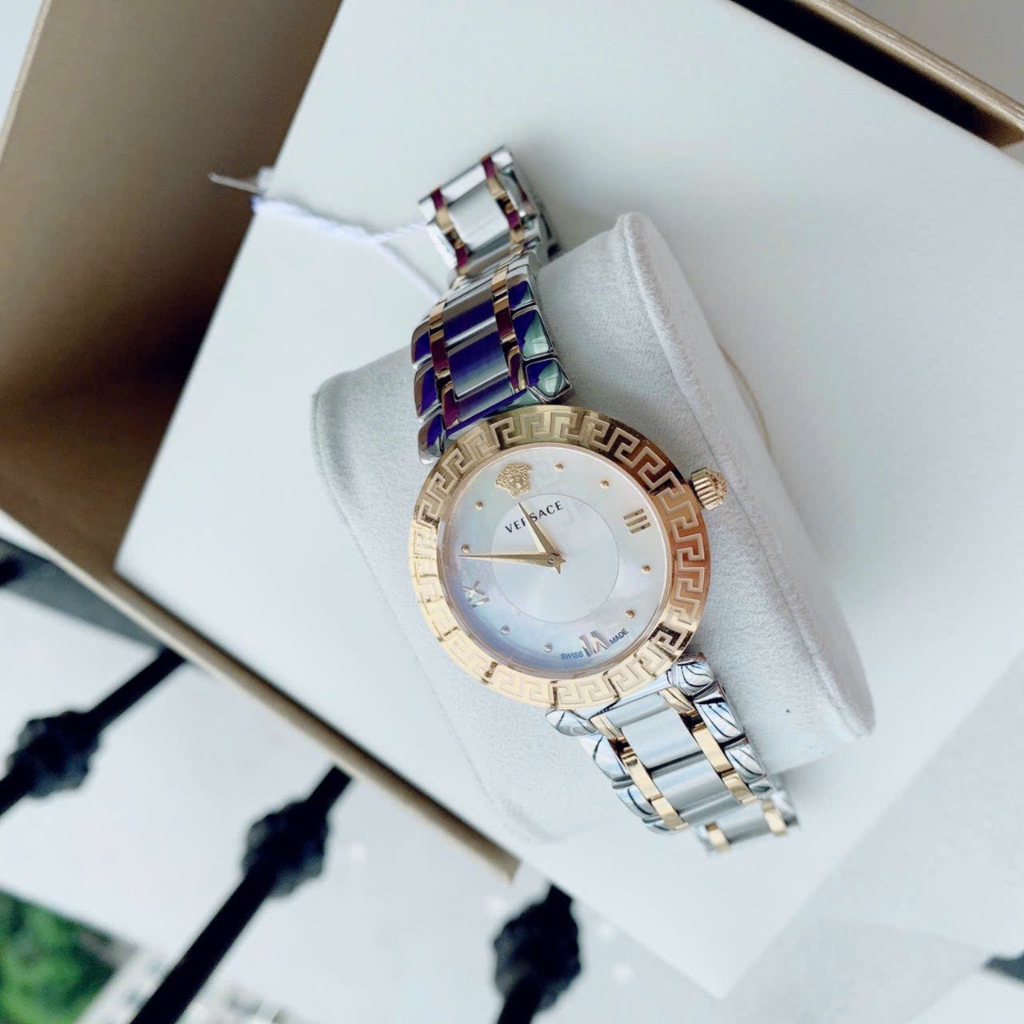 ĐỒNG HỒ Nữ VERSACE DAPHINS STEEL WHITE- Dây Demi- 35mm- máy swiss- chống nước - BẢO HÀNH 24 THÁNGG