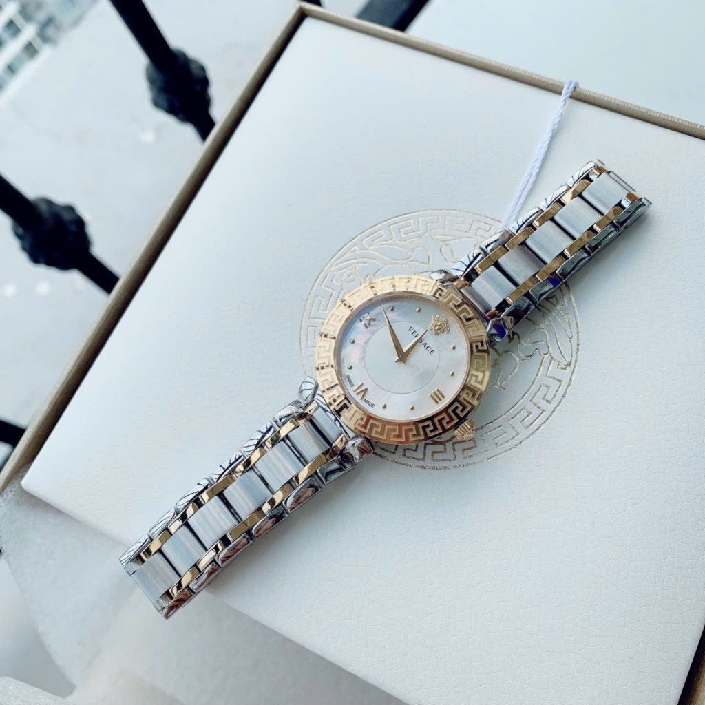 ĐỒNG HỒ Nữ VERSACE DAPHINS STEEL WHITE- Dây Demi- 35mm- máy swiss- chống nước - BẢO HÀNH 24 THÁNGG