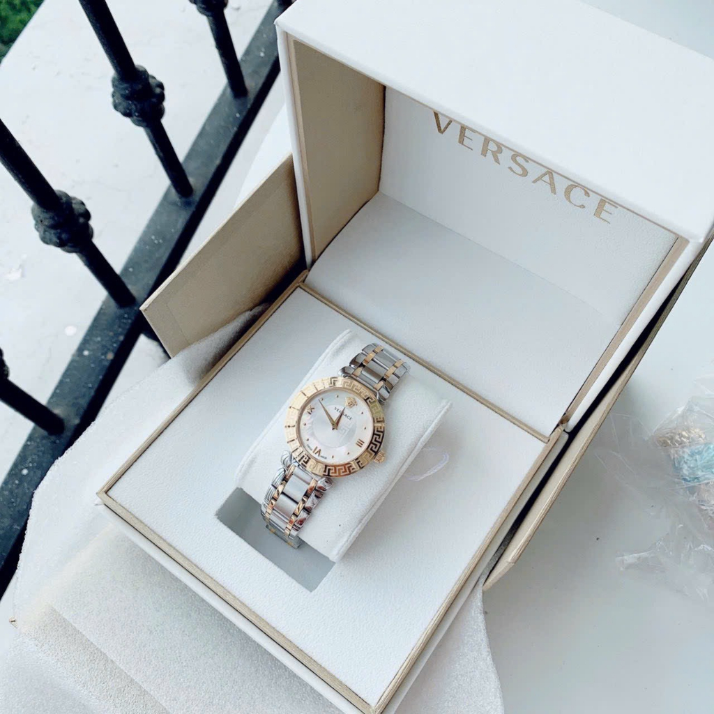 ĐỒNG HỒ Nữ VERSACE DAPHINS STEEL WHITE- Dây Demi- 35mm- máy swiss- chống nước - BẢO HÀNH 24 THÁNGG