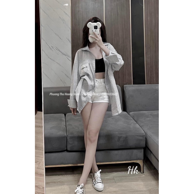 Áo Sơ Mi kẻ phối túi chữ JIL SANDER hàng QC xịn hottrend 2023- hàng sẵn