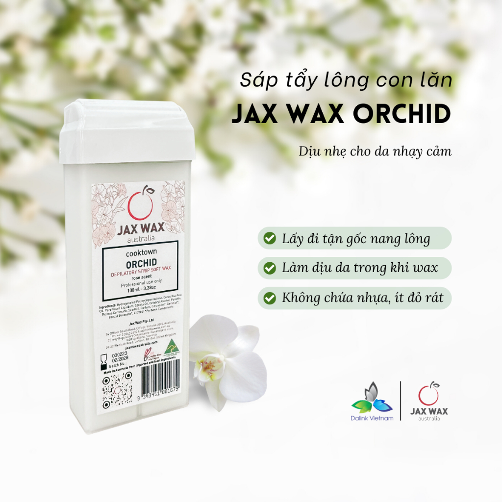 Sáp tẩy lông con lăn Jax Wax Australia Orchid cho da nhạy cảm