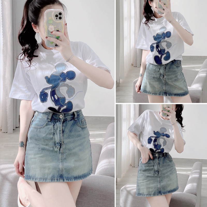 Áo thun mickey ghép mảnh