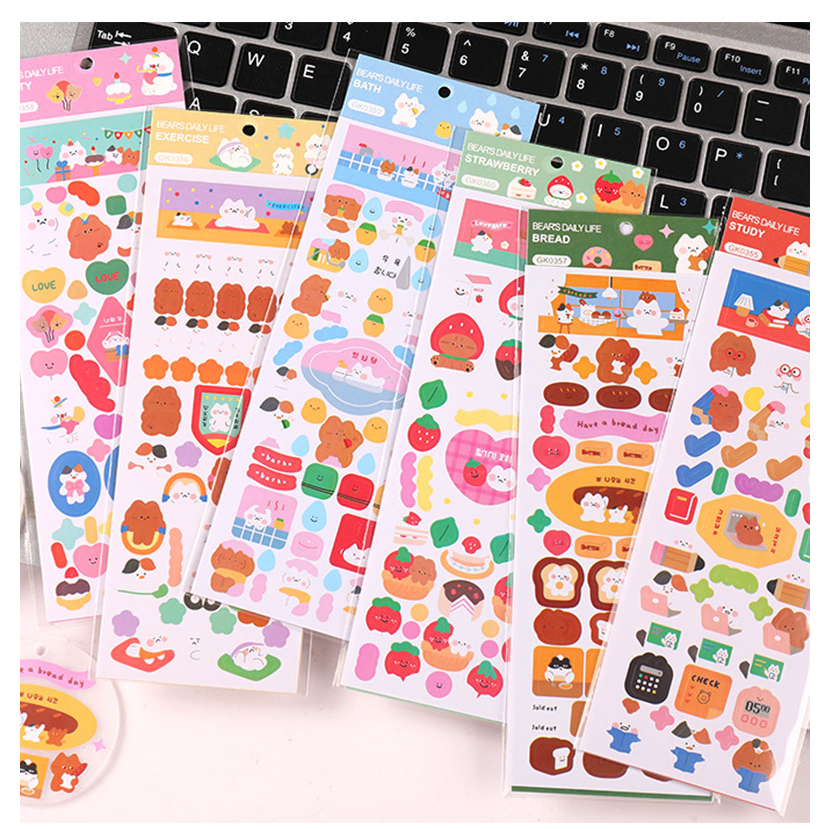 Zanmo tấm hình dán sticker gấu thỏ dễ thương phong cách hàn quốc