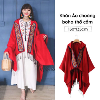 Khăn áo choàng boho thổ cẩm nữ thu đông Áo choàng len dạ dày poncho khoác ngoài - ACTH The Collar Box