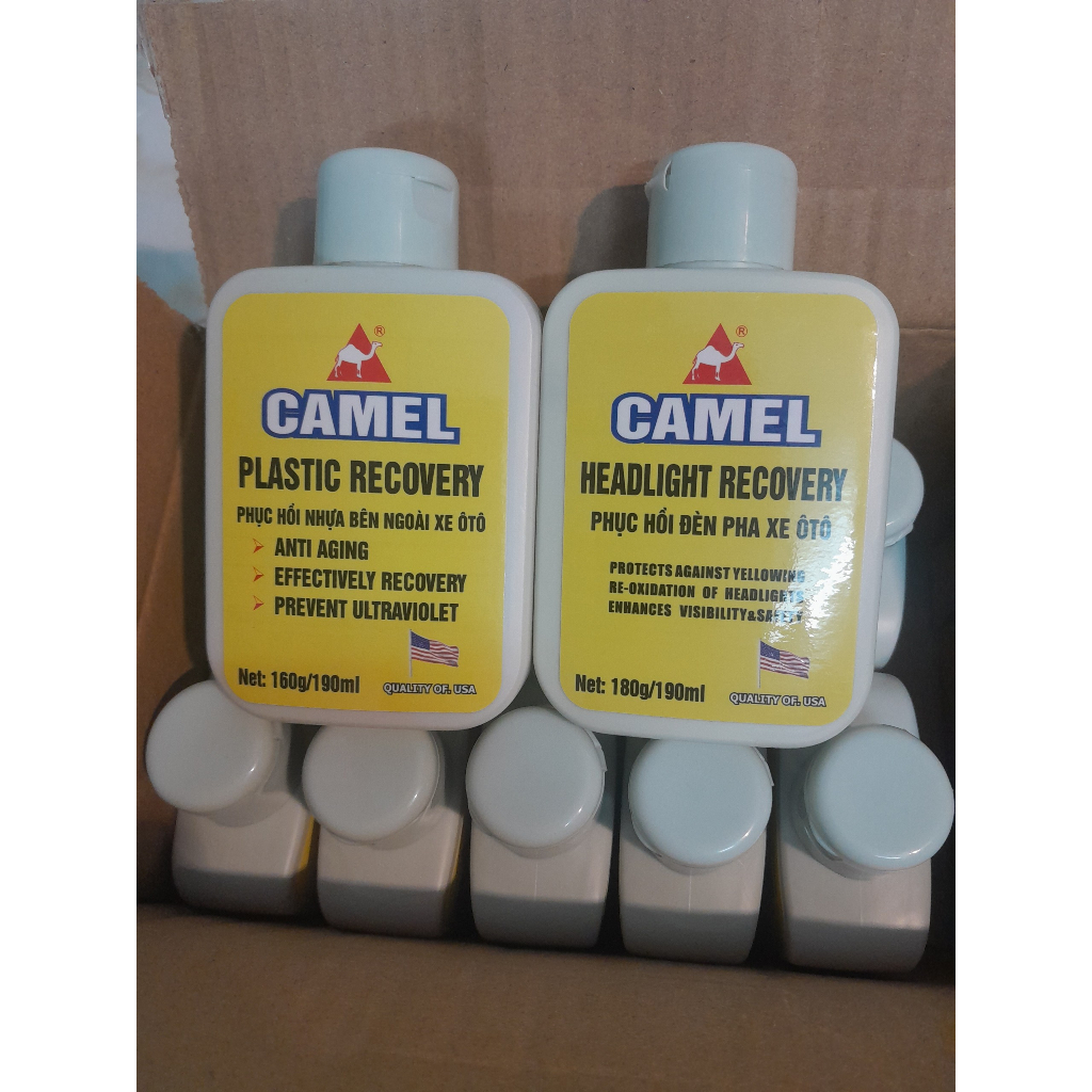 Chai phục hồi nhựa nhám ô tô, xe máy Camel giúp đen bóng nhựa xe