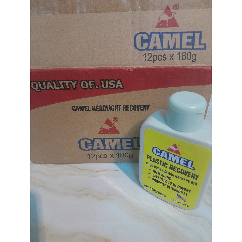 Chai phục hồi nhựa nhám ô tô, xe máy Camel giúp đen bóng nhựa xe