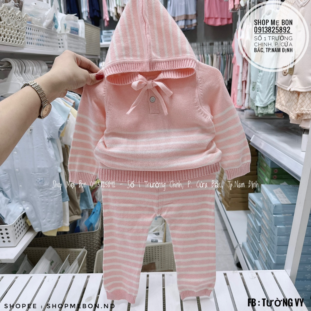 Bộ len sơ sinh kèm mũ dày dặn cho bé LULLABY NHL301M