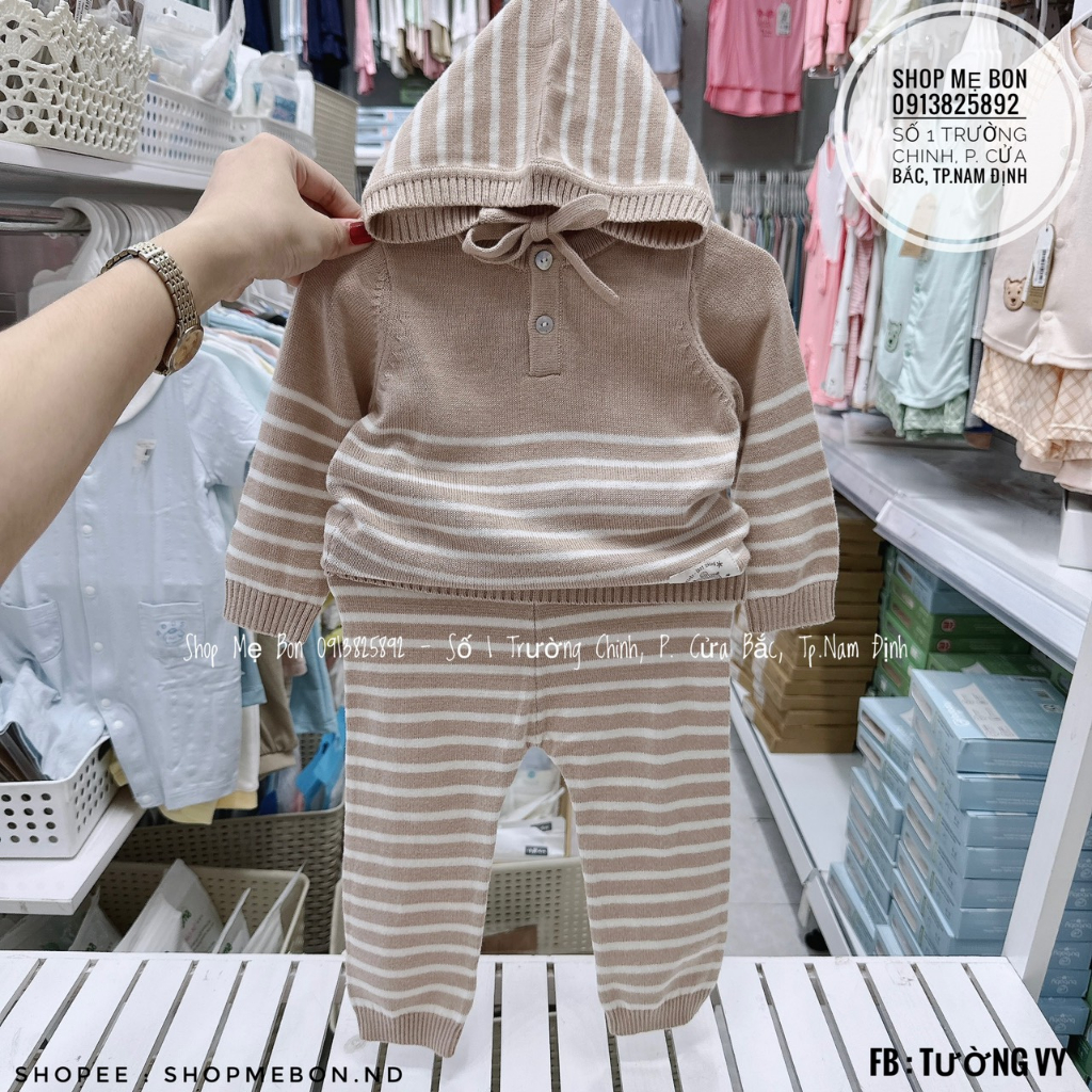 Bộ len sơ sinh kèm mũ dày dặn cho bé LULLABY NHL301M