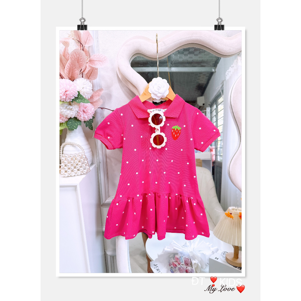 Váy polo cá sấu in hình dễ thương cho bé gái