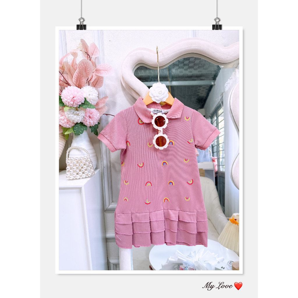 Váy polo cá sấu in hình dễ thương cho bé gái