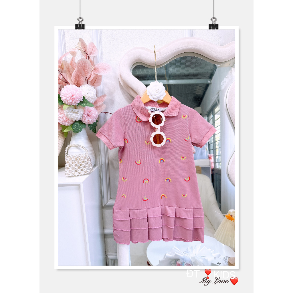 Váy polo cá sấu in hình dễ thương cho bé gái