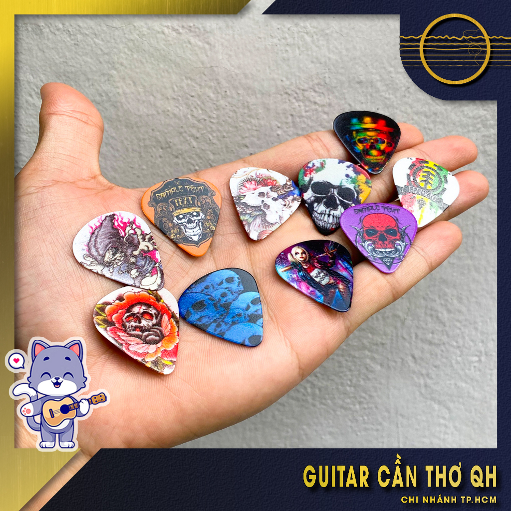 Pick gảy - phím gảy đàn Guitar dày 0.71mm - hình đầu lâu độc lạ