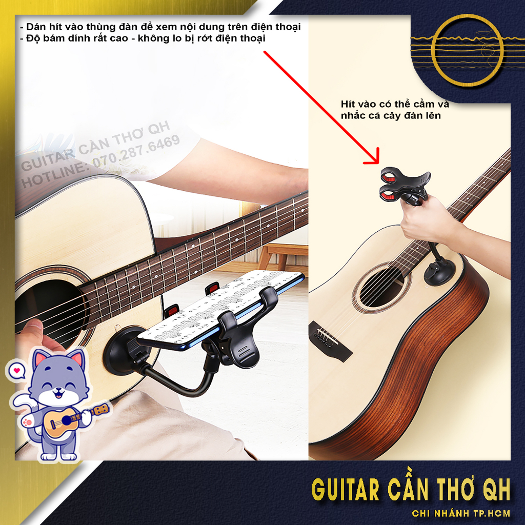 Giá kẹp điện thoại gắn đàn Guitar