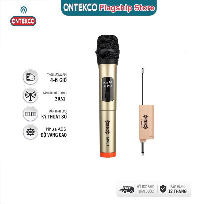 Bộ micro Không dây Karaoke MV01 cao cấp, hút âm, chống hú  - Chuyên dùng cho amply, loa kéo, loa bluetooth
