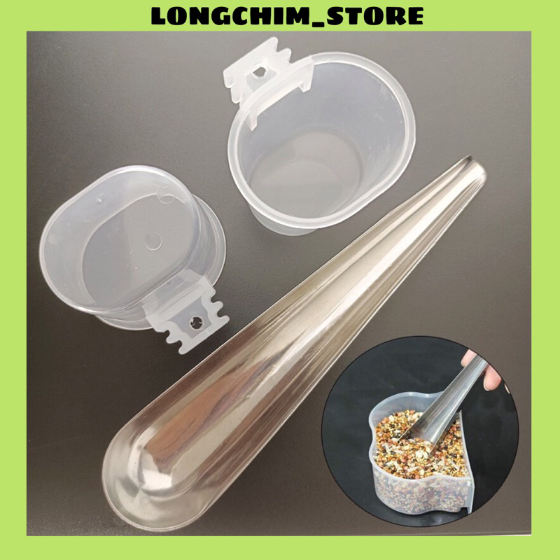 Thìa xúc cám inox dành cho chim, gà, bồ câu tiện lợi chất liệu inox hàng chuẩn tàu phụ kiện lồng chim