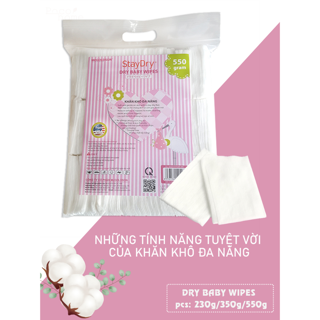 Khăn Vải Khô Đa Năng Cao Cấp Stay Dry 550G Không Xơ, An Toàn Cho Trẻ Sơ Sinh