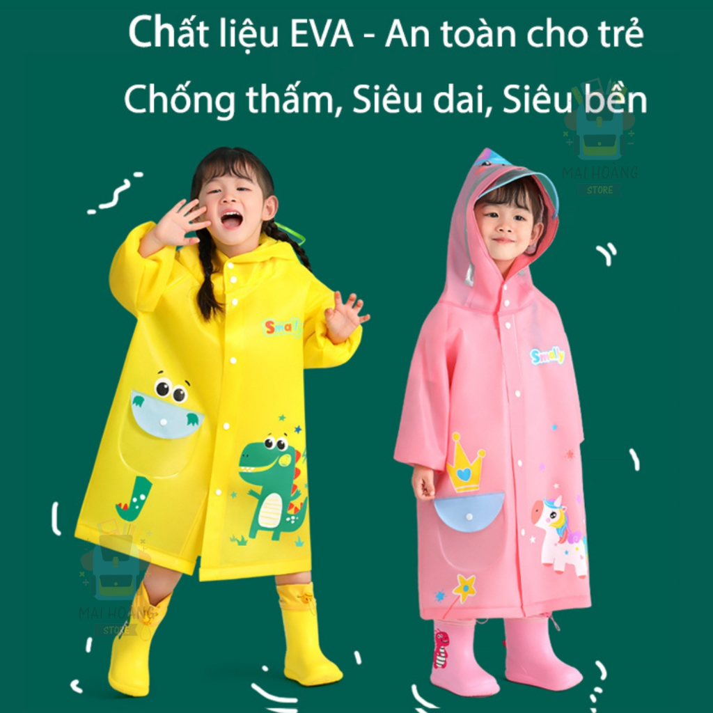 Áo mưa trẻ em, siêu bền, siêu nhẹ, cao cấp | Áo mưa cho bé từ 1 đến 10 tuổi | Áo mưa cho bé trai, áo mưa cho bé gái