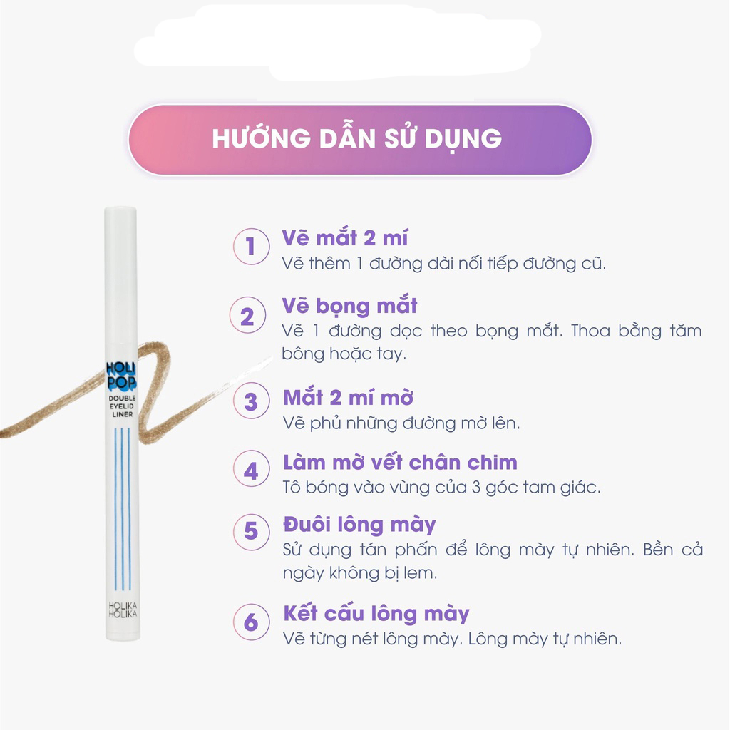 Bút kẻ mắt trang điểm Hàn Quốc Holika Holika tạo bọng mắt, mí mắt, lâu trôi chống nước tiện dụng 0.5g - 7253