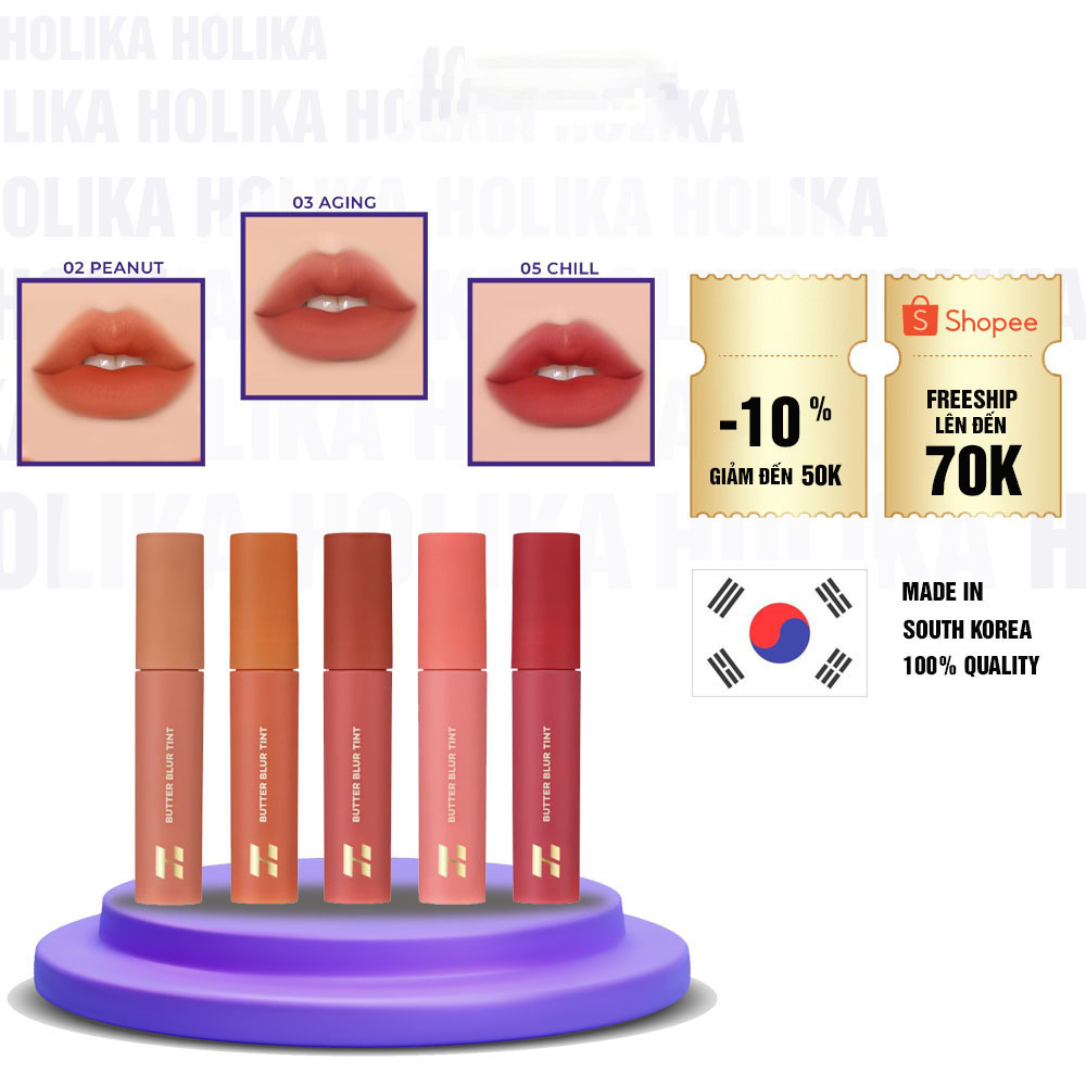 Son kem lì mờ vân môi Holika Holika Butter Blur Tint 4g