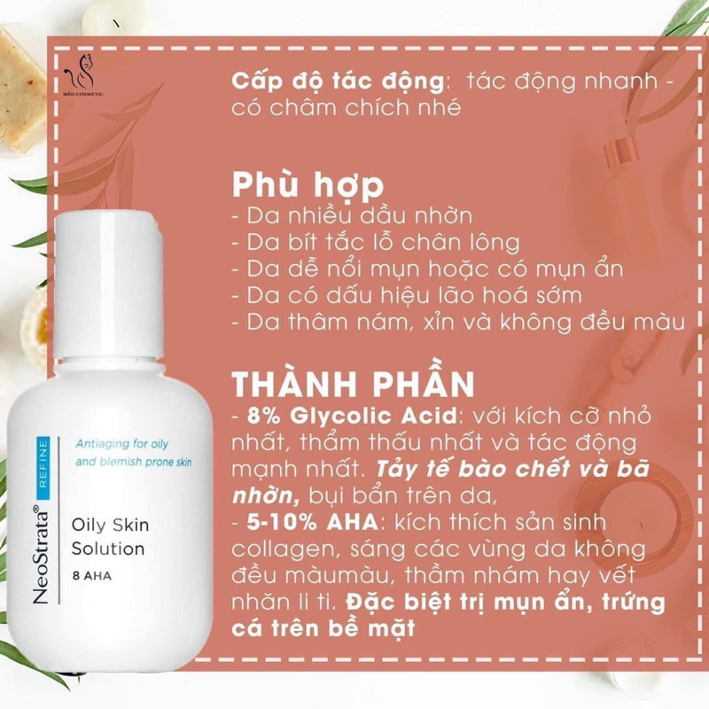 Tẩy da chết hoá học NeoStrata Oily Skin Solution 8% AHA làm sạch sâu, giảm thâm, chống lão hóa 100ml Chính Hãng