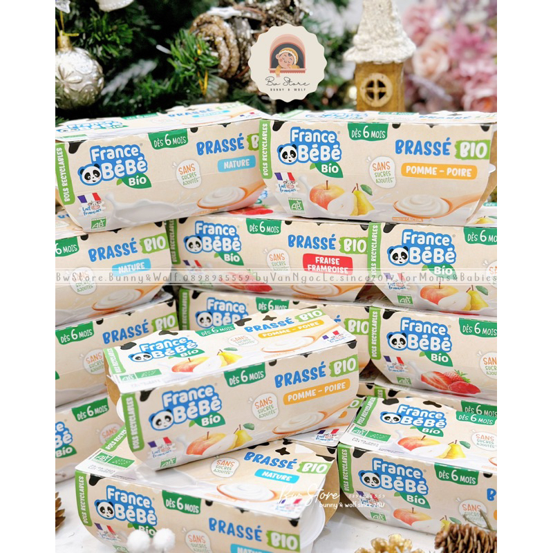 Sữa Chua Hữu Cơ France BéBé Bio Brassé nội địa Pháp cho bé từ 6 tháng [ Hàng Air - BW Store ]