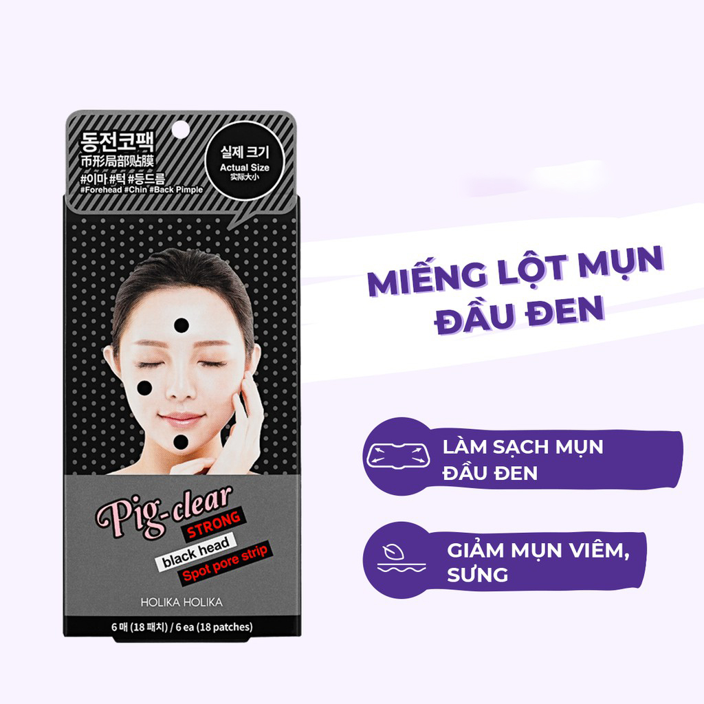 Miếng lột mụn Holika Holika Pig-nose Clear Strong Black Head Spot Pore Strip 6 tờ x 3 miếng