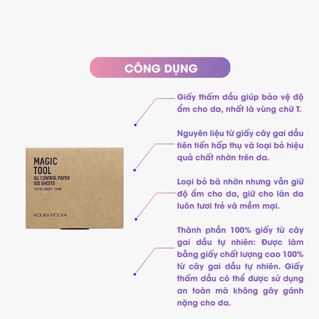 Giấy thấm dầu Hàn Quốc Holika Holika Magic Tool Oil Control Paper 100 tờ/gói 10x6,2 (cm) - 7179