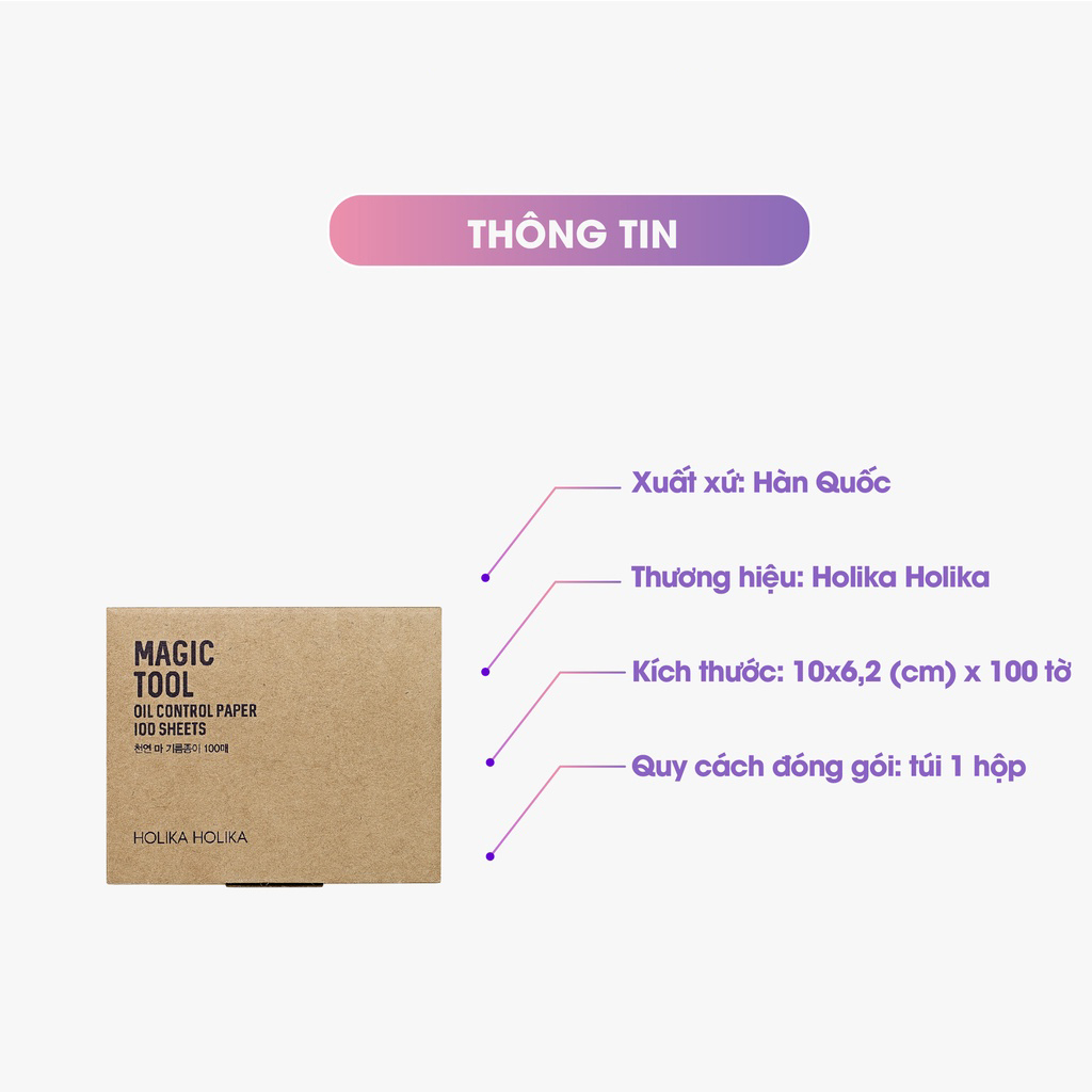 Giấy thấm dầu Hàn Quốc Holika Holika Magic Tool Oil Control Paper 100 tờ/gói 10x6,2 (cm) - 7179