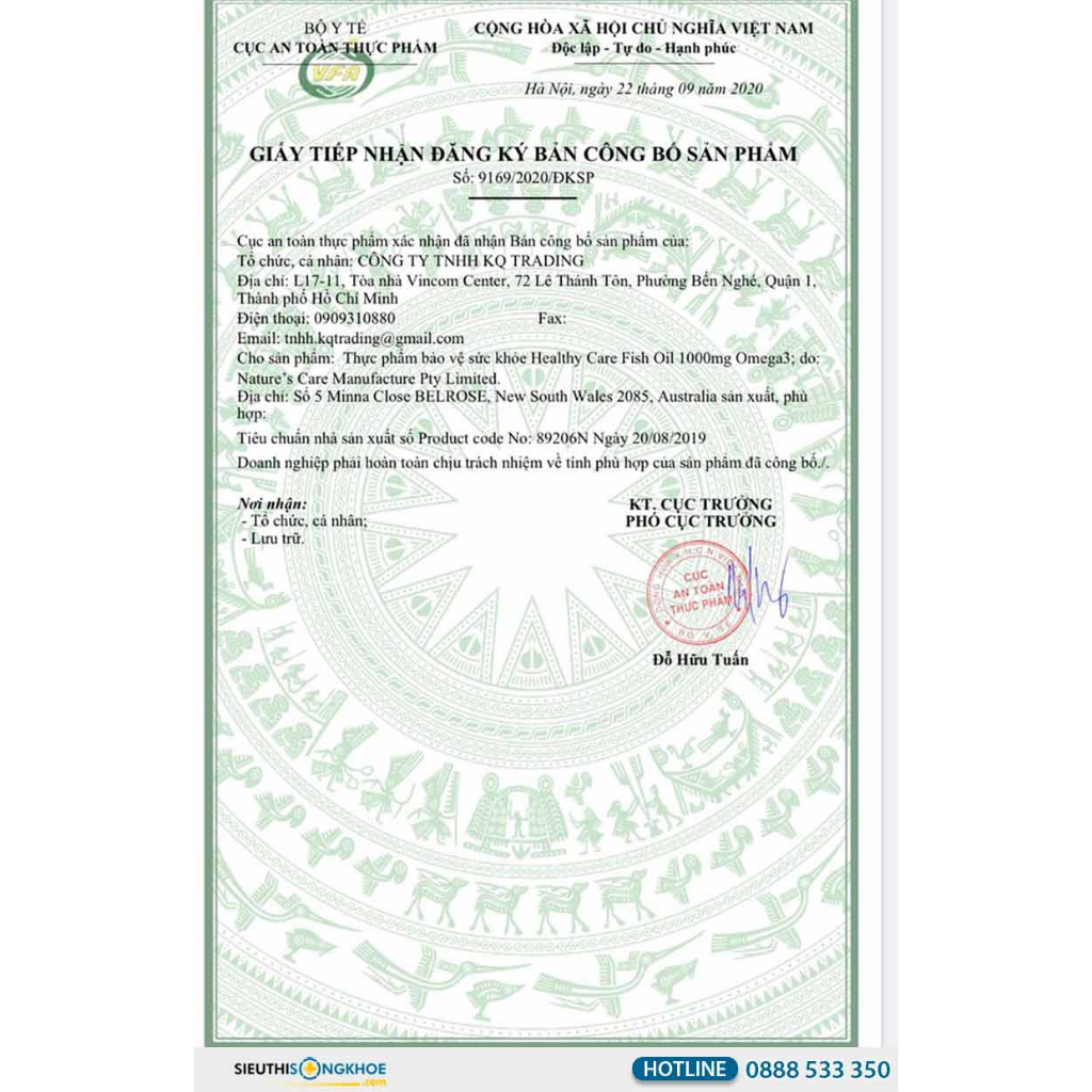 Viên uống bổ sung dầu cá Fish Oil 1000mg Omega 3 400 viên Healthy Care của Úc