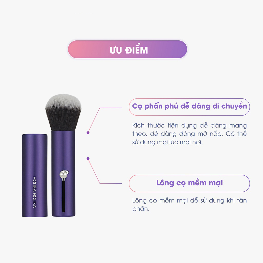 Cọ phấn phủ có nắp đậy Hàn Quốc Holika Holika lông mềm tán phấn đều thiết kế tối ưu dễ dàng sử dụng - 7169