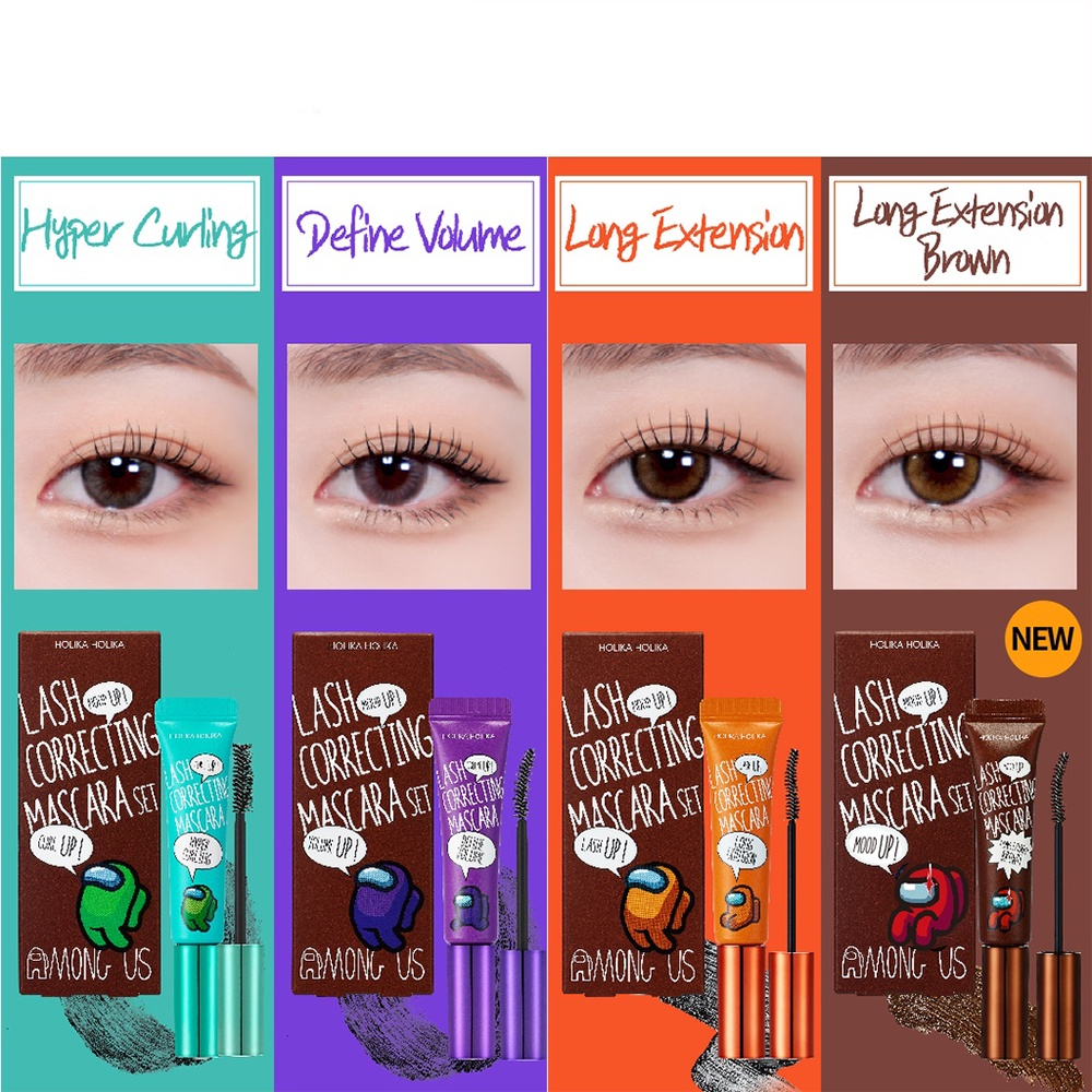 Set 2 chiếc Mascara Holika Holika Among Us Last Correcting chuốt cong mi không thấm nước lâu trôi 18ml/ chiếc