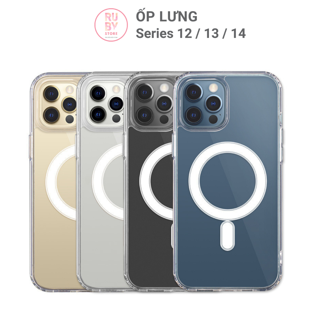 Bao Da 14 / 14 Plus / 14 Pro / 14 Pro Max có Logo hỗ trợ sạc không dây - Ruby Store