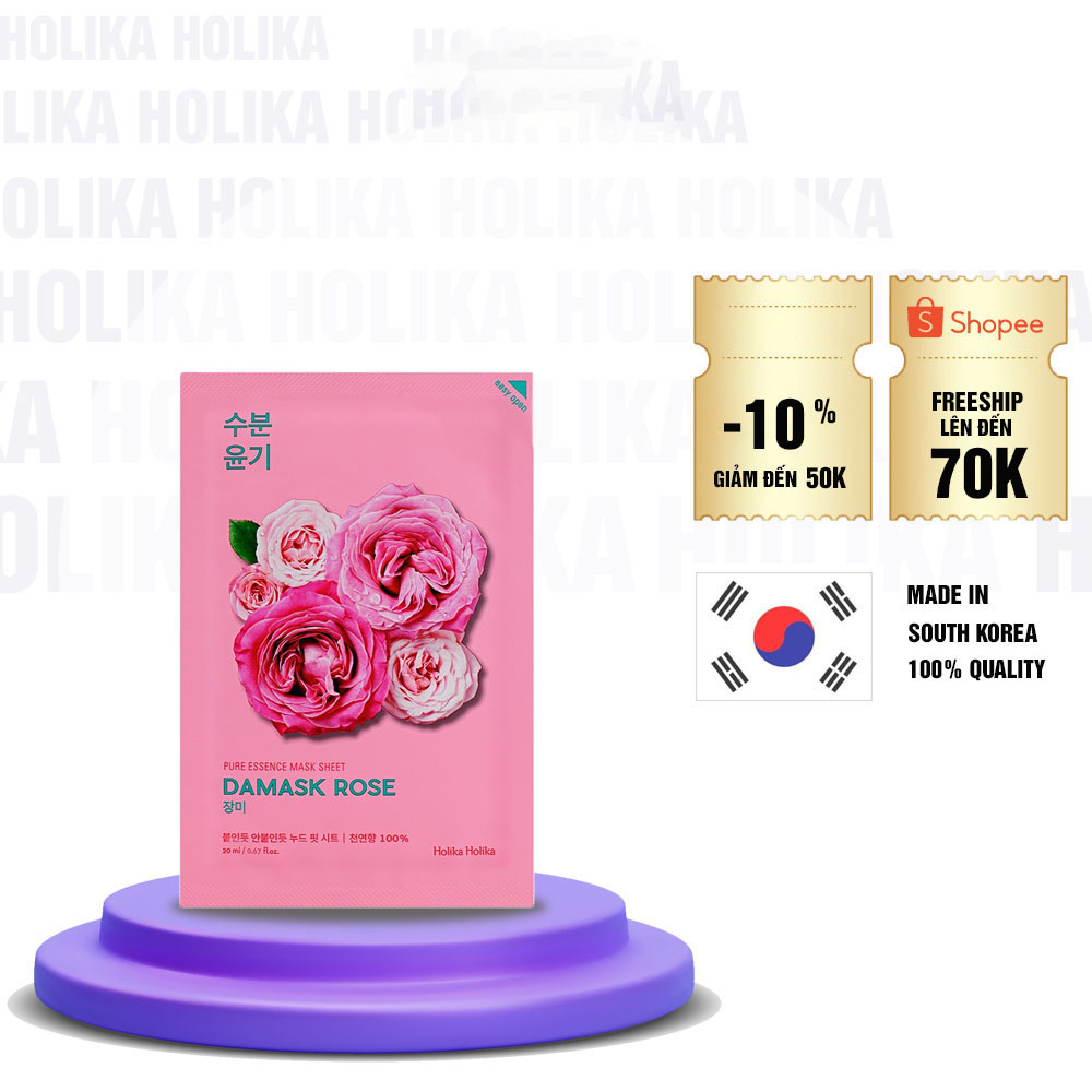 Mặt nạ giấy 3D Hàn Quốc Holika Holika chiết xuất quả Hoa Hồng Pure Essence Mask dưỡng ẩm chăm sóc da 23ml - 7039