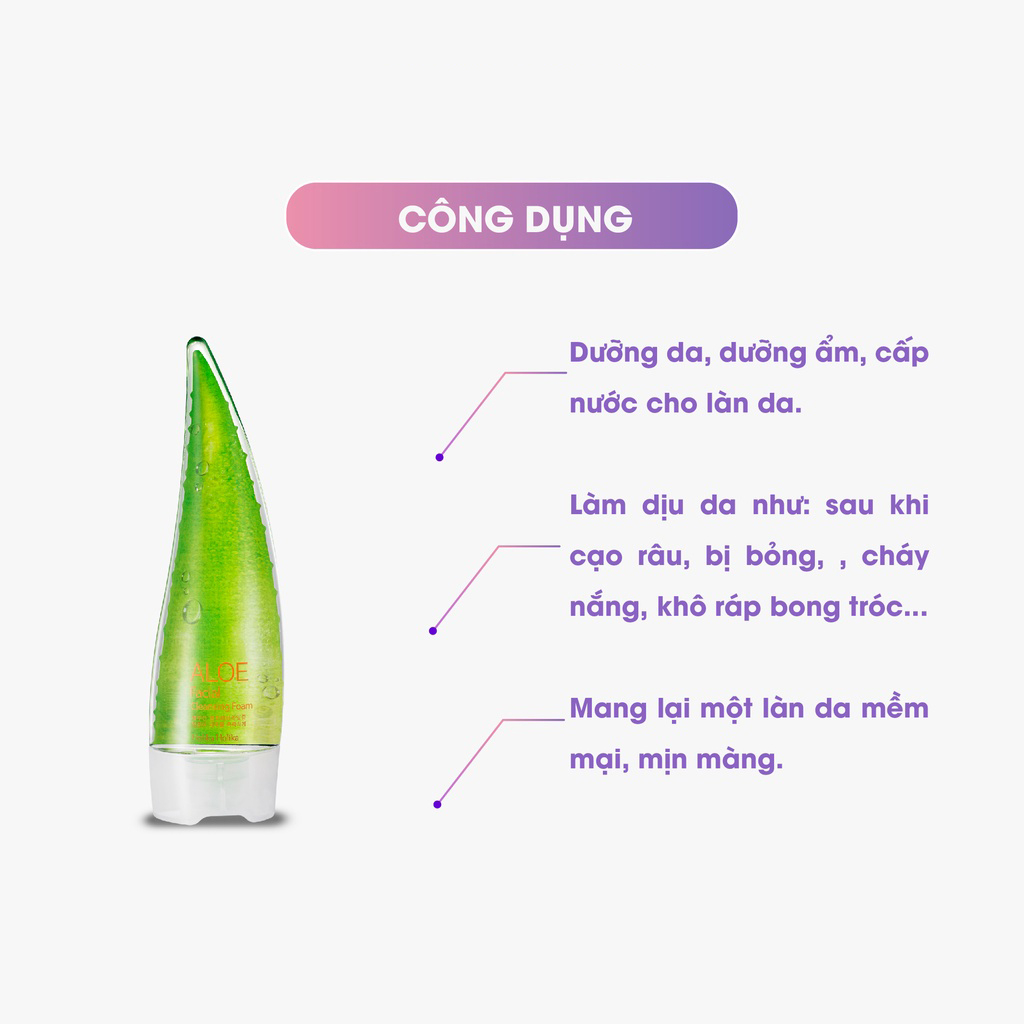 Gel rửa mặt chiết xuất lô hội Hàn Quốc Holika Holika Aloe Facial Cleansing Foam 55ml