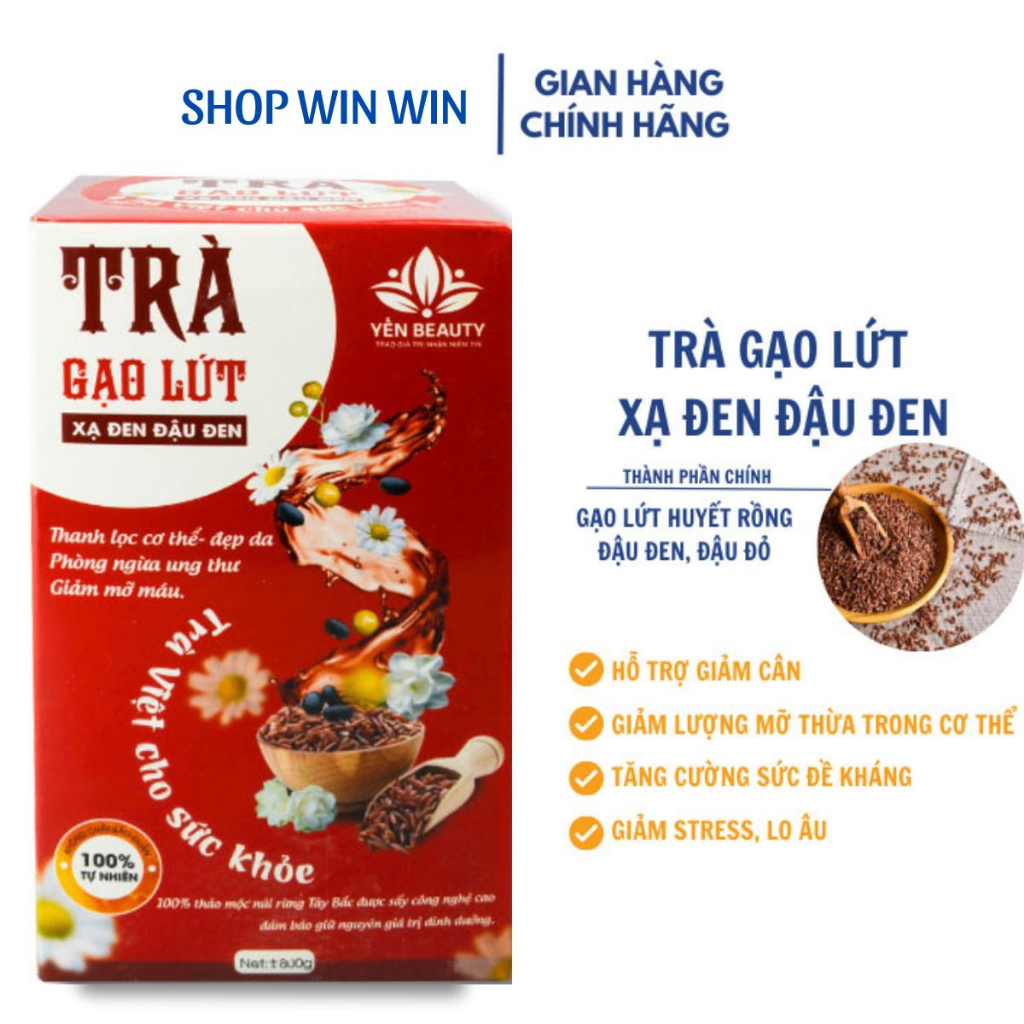 Trà gạo lứt xạ đen đậu đen 700g| Yến Beauty| Thanh lọc cơ thể đẹp da phòng ngừa ung thư giảm mỡ máu
