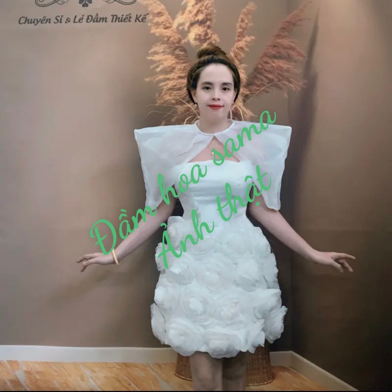 ĐẦM 2 IN 1 XOẮN HOA CÚP ÁO CHOÀNG