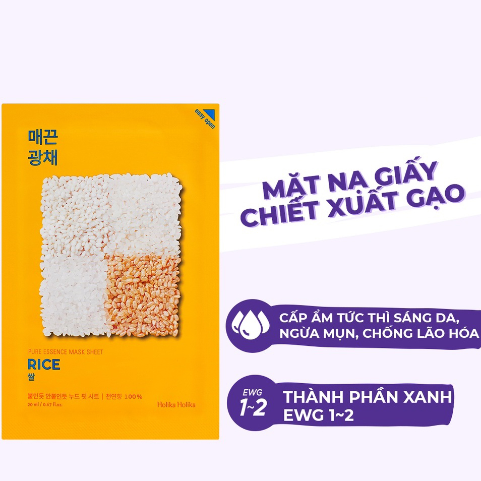 Mặt nạ dưỡng da Hàn Quốc Holika Holika chiết xuất gạo nhiều dưỡng chất thẩm thấu nhanh cho làn da căng bóng 23ml - 7045